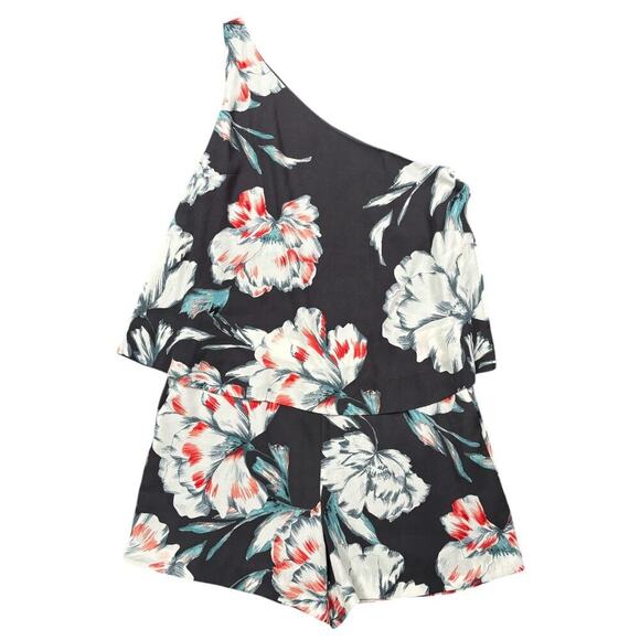 NWT 1. State One Shoulder Popover Romper Size 12‎ Ebony Tropical Floral - Picture 3 of 10